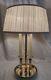Vintage Brass 3 Candlestick Bouillotte Table Lamp With Pleated Shade