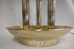 Vintage Brass 3 Candlestick Bouillotte Table Lamp with Pleated Shade