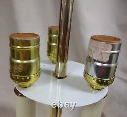 Vintage Brass 3 Candlestick Bouillotte Table Lamp with Pleated Shade