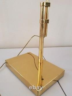 Vintage Brass Art Deco Bankers Desk Lamp White Glass Shade