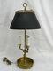 Vintage Brass Bouillotte 3-arm Candle Stick Adjustable Tole Shade Table Lamp