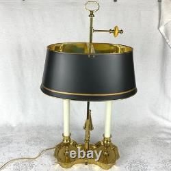 Vintage Brass Bouillotte Lamp Sedgefield by Adams 1989 Black Tole Shade VGVC