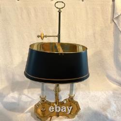 Vintage Brass Bouillotte Lamp Sedgefield by Adams 1989 Black Tole Shade VGVC