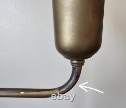 Vintage Brass Floor Lamp Dual Light Bridge Arm Glass Shade Night Light Art Deco