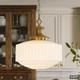 Vintage Brass Milk Glass Pendant Light Fixture, 13.8 White Pleated Glass Chande
