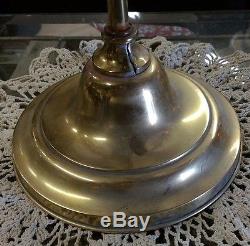 Vintage Brass Student Double Oil Lamp with White Shades