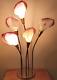 Vintage Brass Table Lamp Withpink Calla Lily Shades