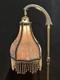 Vintage Bridge Lamp Shade Burnout Silk Velvet Beaded Fringe Victorian Style Uno