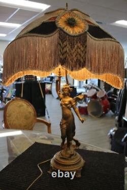 Vintage Bronze Coated Diane Goddess Sculpture with Custom Lamp Shade