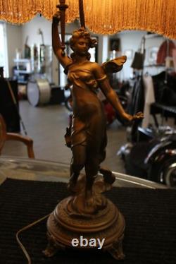 Vintage Bronze Coated Diane Goddess Sculpture with Custom Lamp Shade
