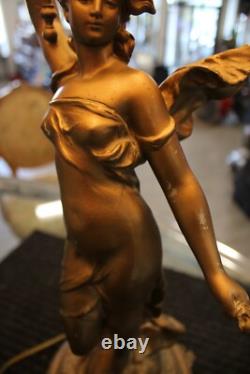 Vintage Bronze Coated Diane Goddess Sculpture with Custom Lamp Shade