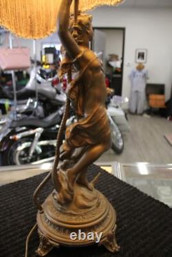 Vintage Bronze Coated Diane Goddess Sculpture with Custom Lamp Shade