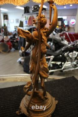 Vintage Bronze Coated Diane Goddess Sculpture with Custom Lamp Shade