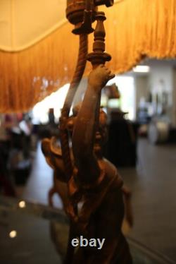 Vintage Bronze Coated Diane Goddess Sculpture with Custom Lamp Shade