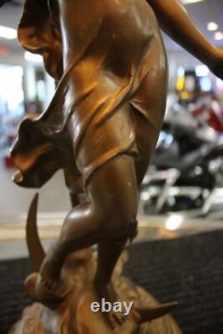 Vintage Bronze Coated Diane Goddess Sculpture with Custom Lamp Shade