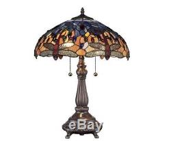 Vintage Bronze Stained Glass Shade Table Lamp Tiffany Lamps Light Antique Style