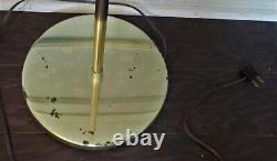 Vintage CLAM SHELL Metal Floor Lamp Brass Shade Adjustable ON/OFF Pharmacy Light