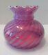 Vintage Cranberry Opalescent Swirl Gas, Electric Or Oil Lamp Shade Fenton