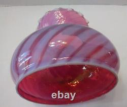 Vintage CRANBERRY OPALESCENT SWIRL GAS, Electric or OIL LAMP SHADE Fenton