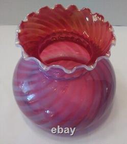 Vintage CRANBERRY OPALESCENT SWIRL GAS, Electric or OIL LAMP SHADE Fenton