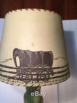 Vintage Cactus Western Lamp with Western Scene Lamp Shade