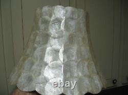 Vintage Capiz Shell Lamp & Shade, Handmade 19.5 x 14.5, Mother of Pearl Color