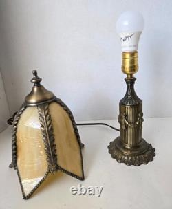 Vintage Caramel Slag Glass Tulip Shade Boudoir Lamp 16