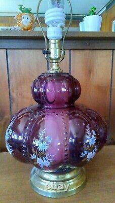 Vintage Carl Falkenstein Clear Purple Glass Bubble Lamp Hollywood Regency
