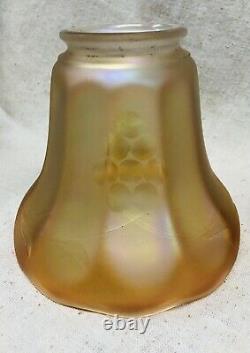 Vintage Carnival Iridescent Orange Glass Grape Lamp Shade Globe 2-1/4 Set Of 4