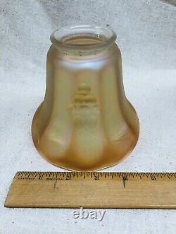 Vintage Carnival Iridescent Orange Glass Grape Lamp Shade Globe 2-1/4 Set Of 4