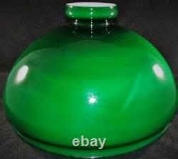 Vintage Cased Green Glass Hanging Oil or Kerosene Lamp Shade 13 1/8 Bottom Rim