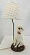 Vintage Ceramic White Poodle Lamp Atlantic Mold 1960s With Shade 22