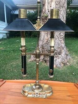 Vintage Chapman Bouillotte Double Brass Desk Lamp with Tole Shades