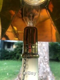 Vintage Chapman Bouillotte Double Brass Desk Lamp with Tole Shades