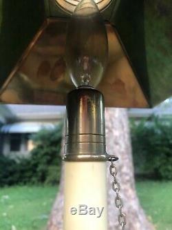 Vintage Chapman Bouillotte Double Bulb Brass Desk Lamp with Tole Shades original