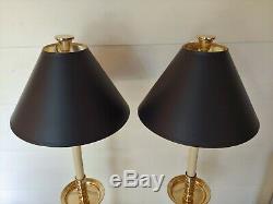 Vintage Chapman Brass Candlestick Buffet Table Lamps W Shades