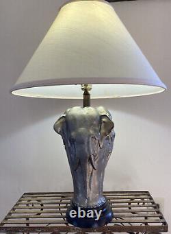 Vintage Chapman Sculptural Antique Bronze 3 Face Elephant Table Lamp-GORGEOUS