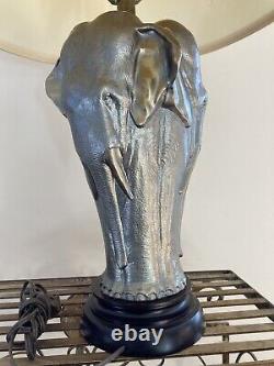 Vintage Chapman Sculptural Antique Bronze 3 Face Elephant Table Lamp-GORGEOUS