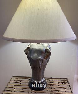 Vintage Chapman Sculptural Antique Bronze 3 Face Elephant Table Lamp-GORGEOUS