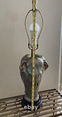 Vintage Chapman Sculptural Antique Bronze 3 Face Elephant Table Lamp-GORGEOUS