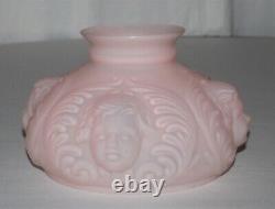 Vintage Cherub Face Satin Pink Glass Lamp GWTW Shade / 7 Fitter