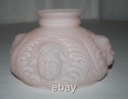 Vintage Cherub Face Satin Pink Glass Lamp GWTW Shade / 7 Fitter