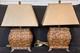 Vintage Chinoiserie Asian Rectangle Bamboo Tiki Table Pair Of Lamps