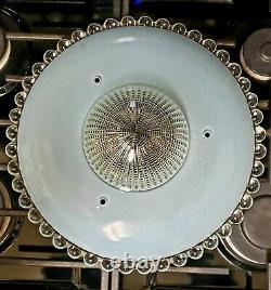 Vintage Clear Glass Ceiling Light Shades painted textured glass blue & beige