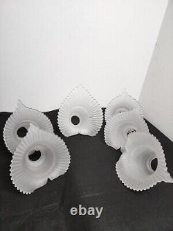 Vintage Collectable Lamp Shades Frosted Glass Calla Lily Floral Design Set of 6
