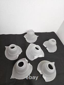 Vintage Collectable Lamp Shades Frosted Glass Calla Lily Floral Design Set of 6