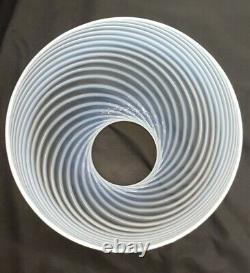 Vintage Cone Shaped Opalescent White Stripe Glass Pendant Shade Globe