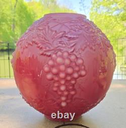 Vintage Consolidated Glass Hanging Grapes Red Satin Glass Round Ball Lamp Shade