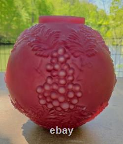 Vintage Consolidated Glass Hanging Grapes Red Satin Glass Round Ball Lamp Shade