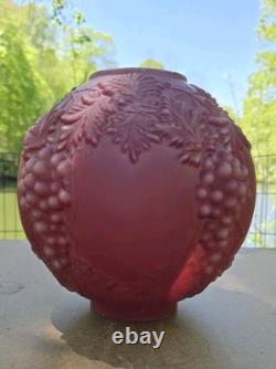 Vintage Consolidated Glass Hanging Grapes Red Satin Glass Round Ball Lamp Shade